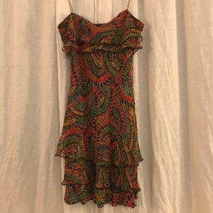 Diane Von Furstenberg 100% Silk Ruffle Midi Dress